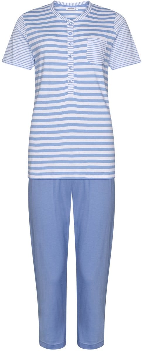 Pastunette Pyjama Soft Blue - Wit/Blauw Gestreept - Katoen - Maat 54