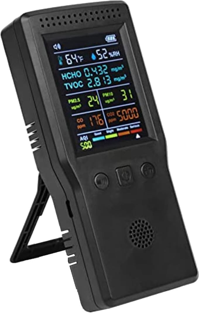 Luchtkwaliteitsmeter - Luchtkwaliteit Sensor - Binnen Lucht Meten - 9 in 1 Functies - 18 x 9 x 5 cm