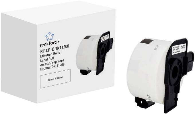 Renkforce Rol met etiketten Compatibel vervangt Brother DK-11208 90 x 38 mm Papier Wit 400 stuk(s) Standaard Adresetiketten RF-6027494
