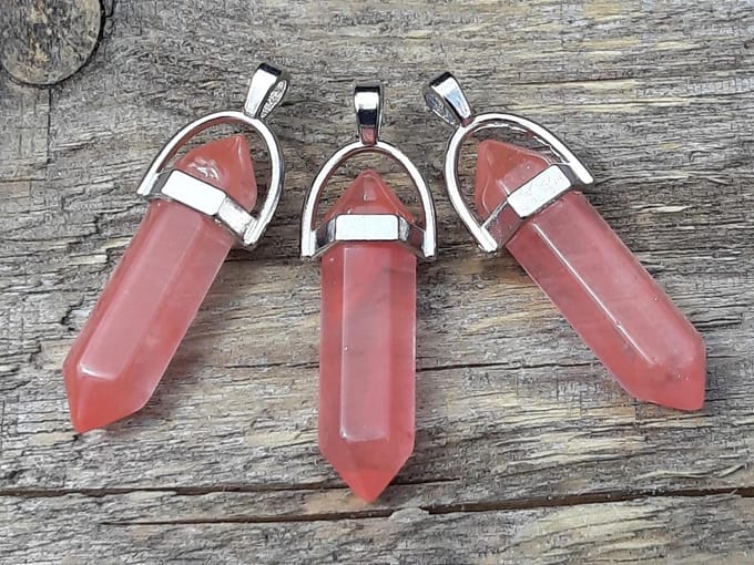 Aardbei kwarts - pendel - healing punt hanger