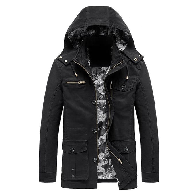 Herfst Dunne Jas Los Casual Middel en Lang Met Capuchon Trenchcoat Heren 5XL black