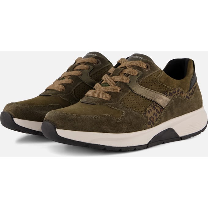 Gabor Rollingsoft Sneakers groen Suède - Maat 5,5