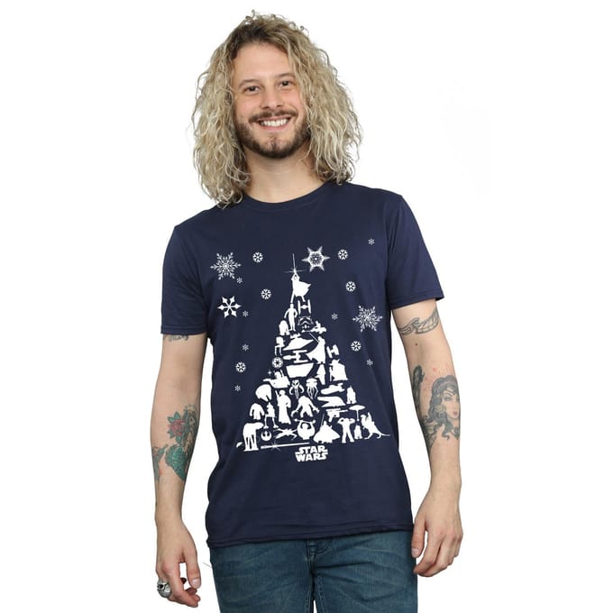 Star Wars Heren Kerstboom T-Shirt (Marineblauw)