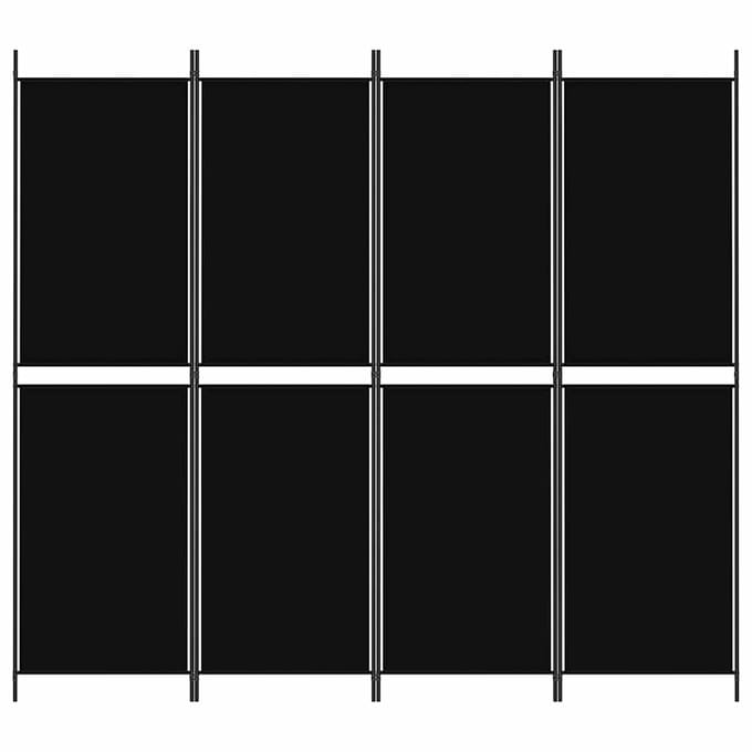 vidaXL - Kamerscherm - met - 4 - panelen - 200x180 - cm - stof - zwart