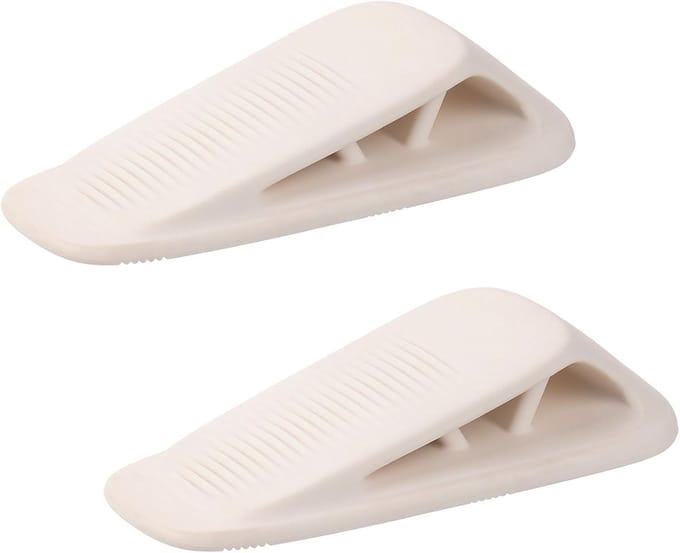 Deurstoppers - Set van 2 stuks met Houder - Rubberen Deurwig voor Vloer & Muur Bescherming - Wit