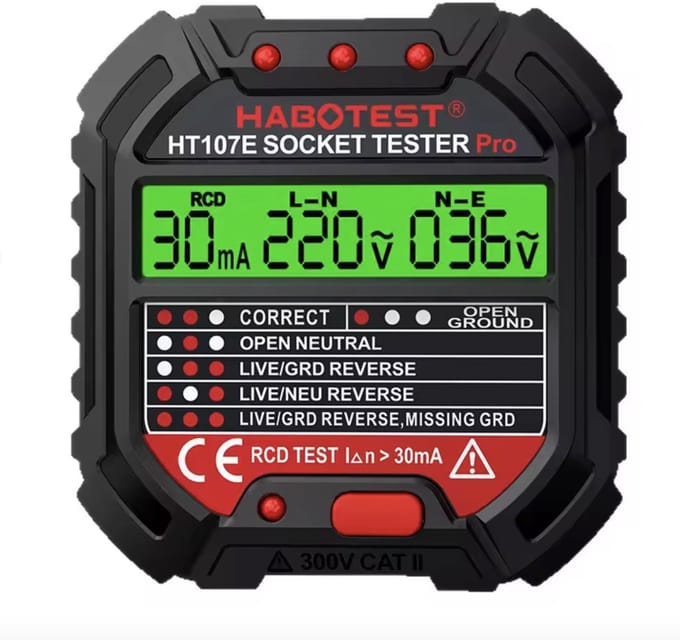medj-Aardingsmeter - Aardingstester - Stopcontacttester - Spanningsweergave 90-250 V - Polariteit Spanningsdetector