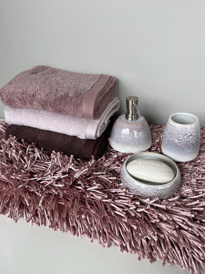 London Badtextiel Malva | 100 x 150 cm | Roze / Paars / Bruin | Katoen