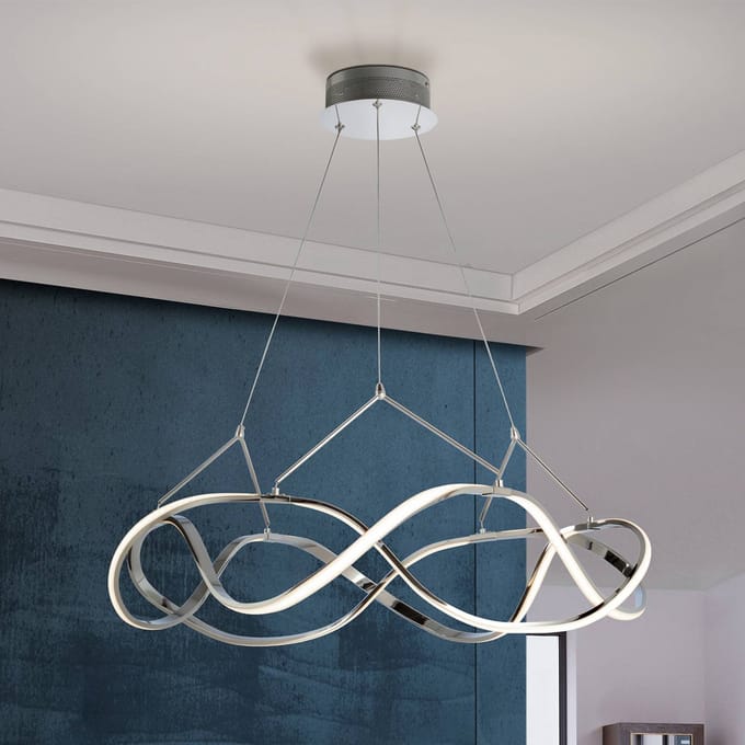 Schuller Valencia LED hanglamp Molly, chroom, dimbaar, Ø 80 cm