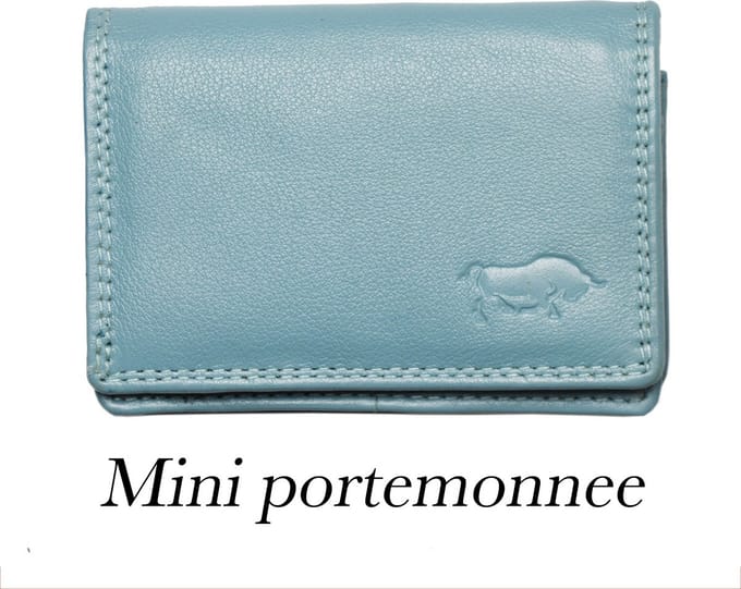Dames Portemonnee Mini Lichtblauw Leer - Dames Portemonnee Lichtblauw Extra Klein