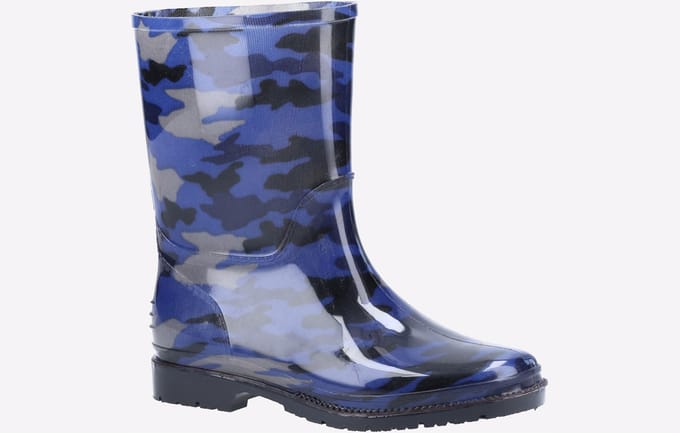 Cotswold PVC Jnr Meisjes Navy Camo Regenlaarzen Van Pvc