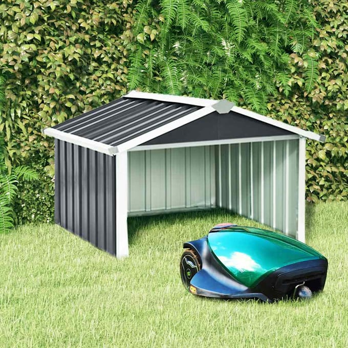 vidaXL - Overkapping - voor - robotmaaier - 92x97x63 - cm - staal - antracietkleurig