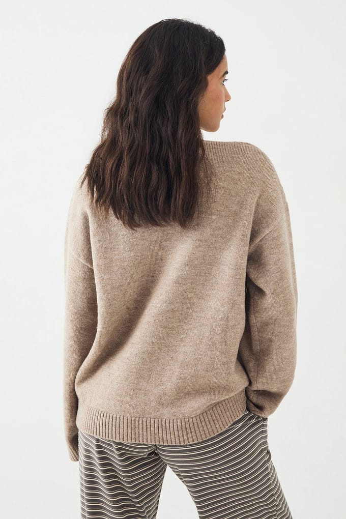 Dames DSGN Studio Slouchy Gebreid Vest | Taupe | Maat: 2XL