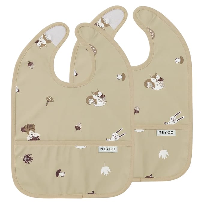 Meyco Baby Forest Animals Slab Met Opvangbakje - 2-pack - Sand