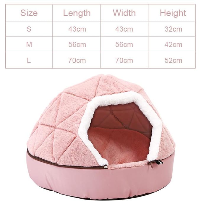 HOOPET Warm Cat Bed House  Bed for cat puppy Disassemblability Windproof Pet Puppy Nest Shell Hiding Burger Bun for Winter S white