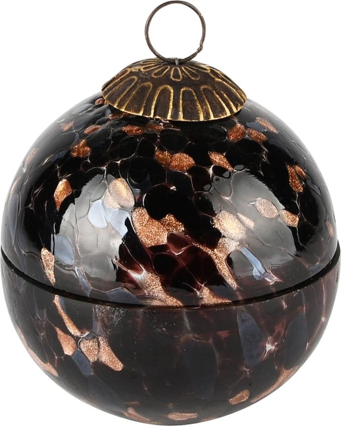 Dekoratief | Kerstbal pot m/deksel 'Blurred Brown', glas, 10x10x11cm | A238006