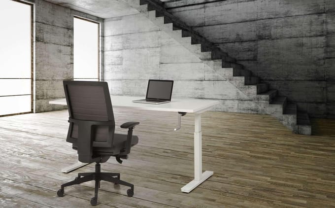 Bureau Teez Slinger zit/zit verstelbaar breed 180CM diep 80CM bladkleur Robson Eiken framekleur Wit (RAL9010)
