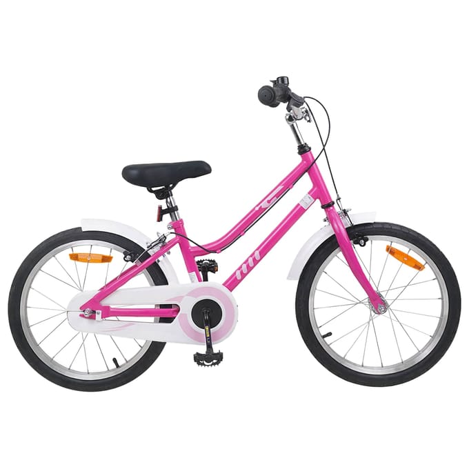 vidaXL - Kinderfiets - 18 - Inch - voor - 5-7 - jaar - oud - Roze - Wit