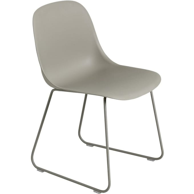 Muuto - Fiber Side stoel - sledevormig onderstel - grijs - frame grijs - 4 - 6 Wochen