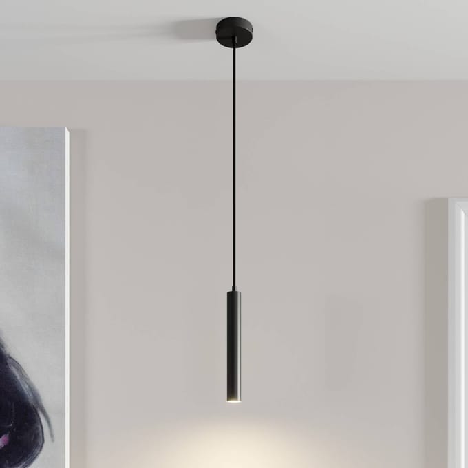 Arcchio LED hanglamp Franka, 1-lamp, Ø 4 cm, zwart