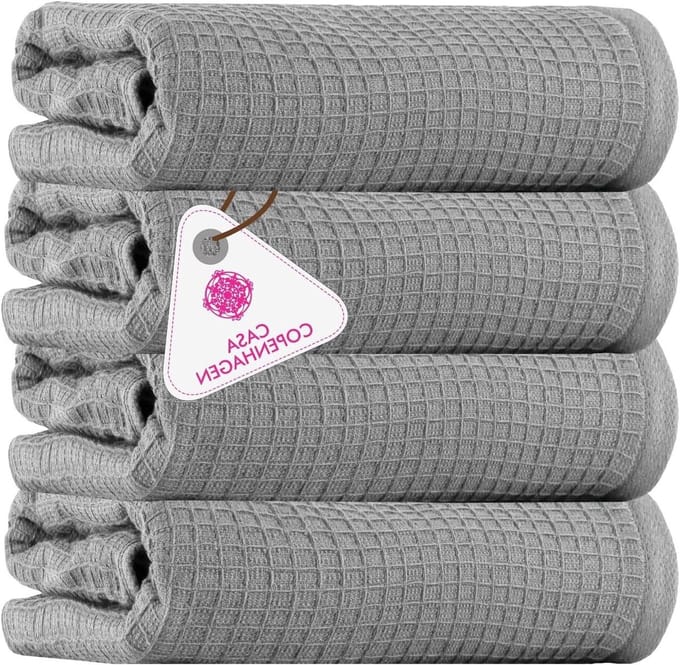 Badhanddoek Set - Handdoeken Katoen - Douchen en Baden - Wafelstructuur - 70x140 cm - Violet