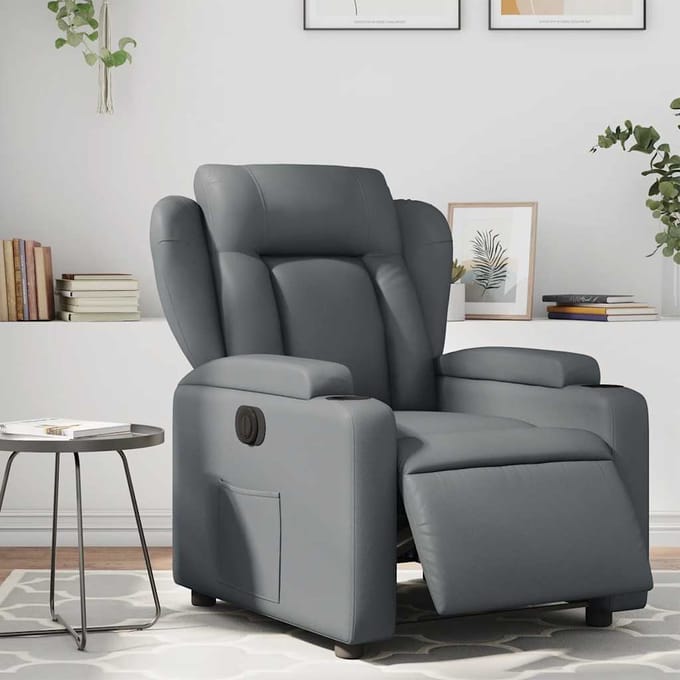 vidaXL - Fauteuil - verstelbaar - elektrisch - kunstleer - grijs