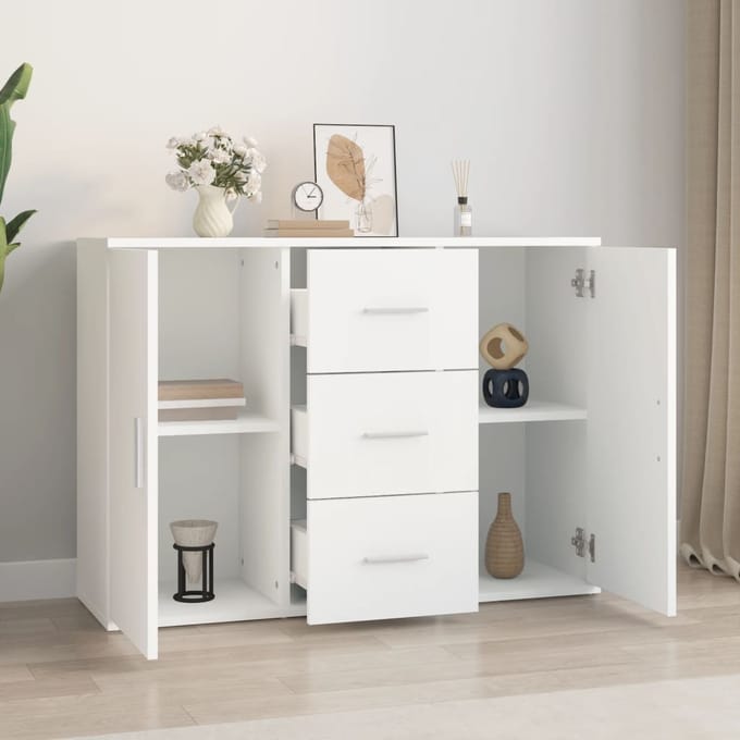 vidaXL - Dressoir - 91x29,5x65 - cm - bewerkt - hout - wit
