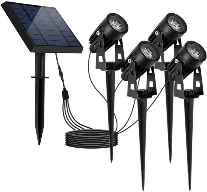 Set van 4 gekoppelde zonne-spotlights 200LM ROUNDY