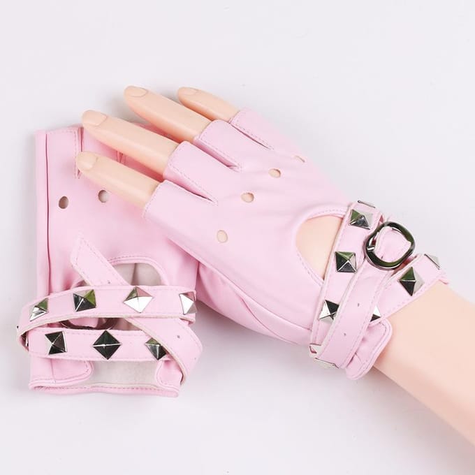Gants de Danse Cool Longue Chaîne Cuir Dames Punk Sexy Performance Boîte de Nuit Pole Dance Gants One size white
