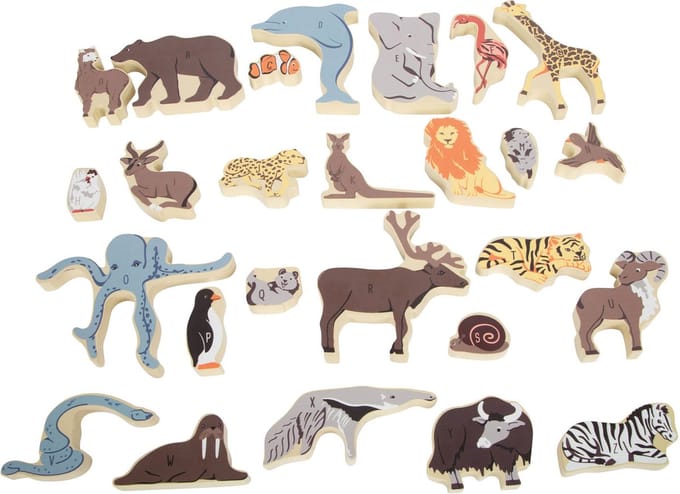 Small Foot Wooden Letter and Shape Puzzle Animals 26 pcs.
