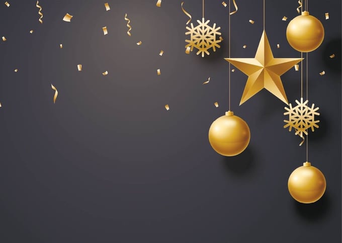 Kerst Placemat vinyl | Kerstballen zwart goud | 4 stuks
