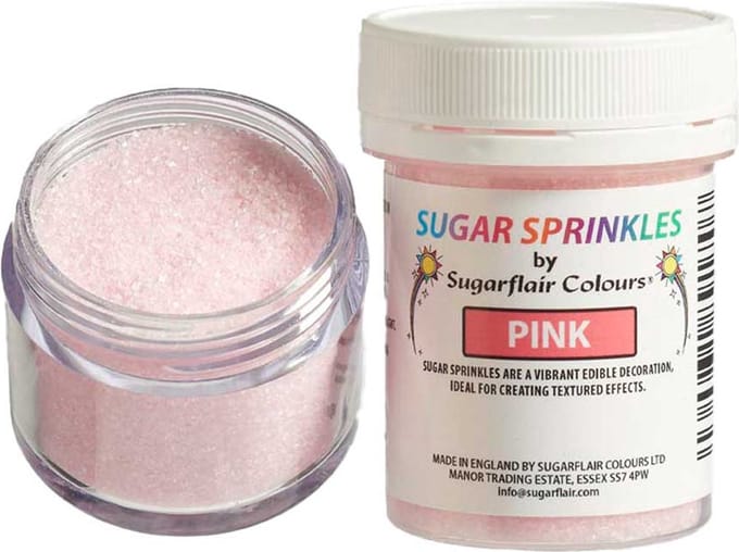 Sugarflair Sugar Sprinkles - Roze - 40g - Gekleurde Suiker - Eetbare Taartdecoratie