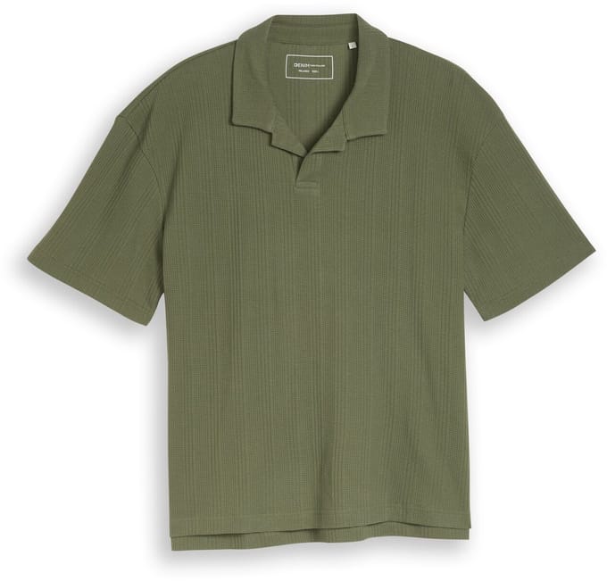 Tom Tailor Denim - Poloshirt met relaxte pasvorm en wafelstructuur - Maat M - Oak Leaf Green
