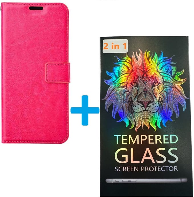 Portemonnee Book Case Hoesje + 2x Screenprotector Glas Geschikt voor: Xiaomi Mi 10 Lite - Roze