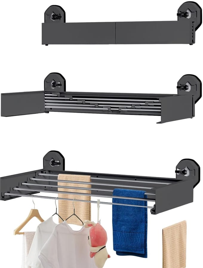 Dailygoods- Droogrek met zuignap - Inklapbaar - Wandmontage