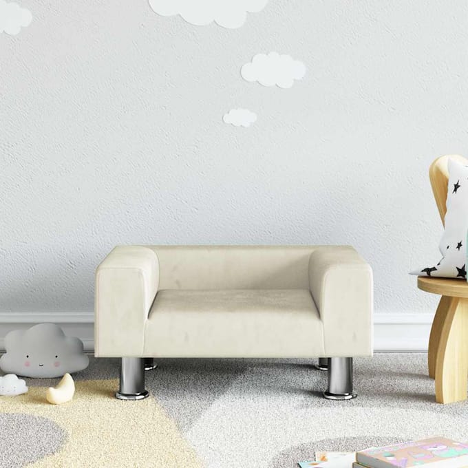 vidaXL Kinderbank 50x40x26,5 cm fluweel crèmekleurig