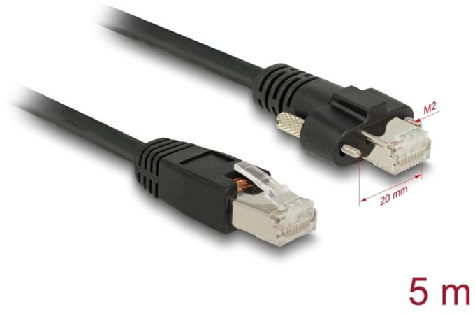 Delock GigE Camera Cable RJ45 plug to RJ45 plug with screws Cat.6 S/FTP 5 m