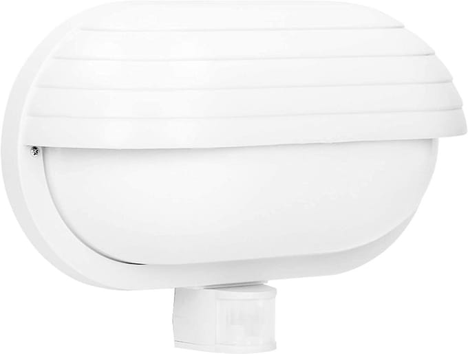 Witte Buitenlamp met IP44 Bewegingsmelder voor E27 Fitting
