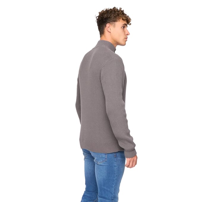 Crosshatch Heren Havaline gebreide Quarter Zip Pullover (Houtskool Grijs)