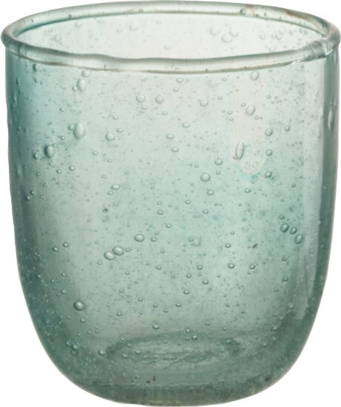 J-Line windlicht Bubbels - glas - aqua - small - 6 stuks