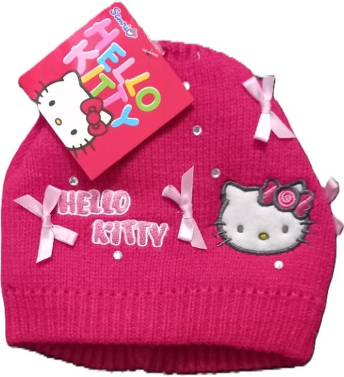 Hello Kitty muts - steentjes - paars - 50 cm