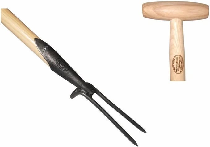 De Wit 2-tands wiedvork met essenhouten T-steel 80 cm