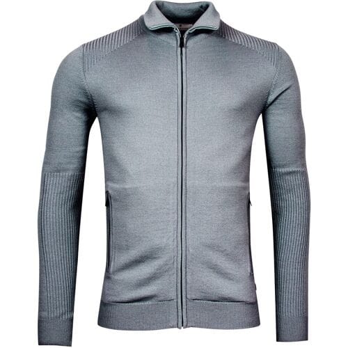 Thomas Maine Vest Cardigan Zip Single Structure Knit Merino Blend Grijsblauw / male