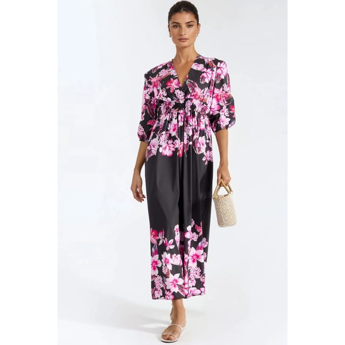 Bloemige V-hals Maxi-jurk