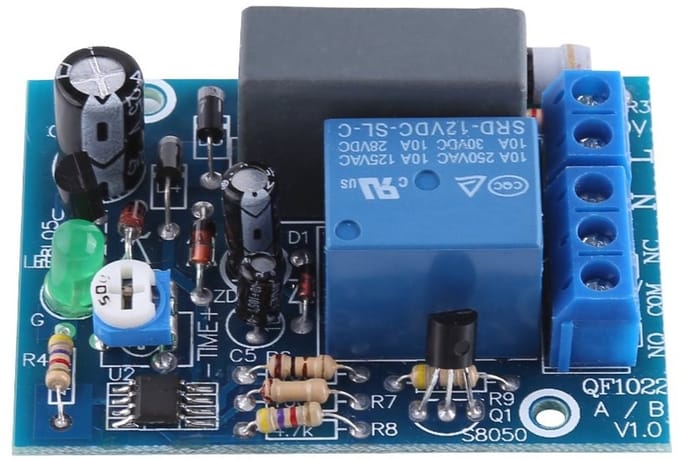 Dailygoody - Timer Vertraging Instelbaar Relaismodule - Uitschakelen Lastschakelaar - 0-10 Seconden - Blauw - Tijdvertraging - 10A Draagvermogen - Voo...