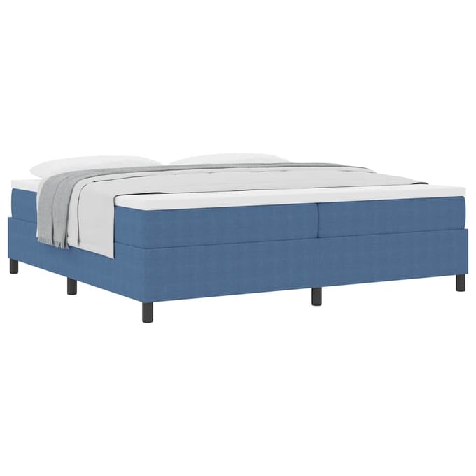vidaXL - Boxspring - bed - Blauw - en - Wit - 200 - x - 200 - cm - Corduroy - stof