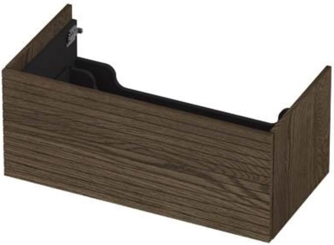 INK - Onderkast 1 Lade Push 2 Open Horizontaal Gefreesd Bestaande Uit - 900x450x376 Mm - Massief Eiken Charcoal