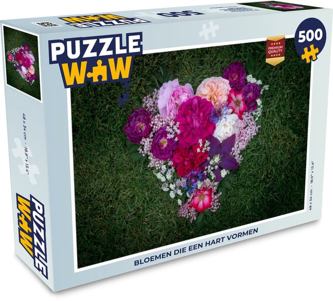 Puzzel Bloemen - Hart - Gras - Flora - Legpuzzel - Puzzel 500 stukjes