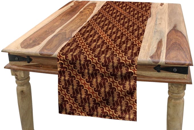 ABAKUHAUS Bruine tafelloper Barong Parang – 40x180 cm – Polyester