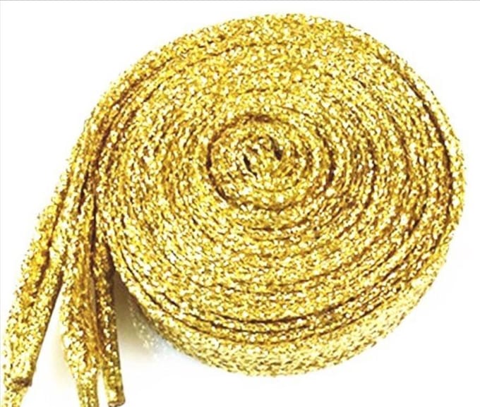 *** 1 Paar Platte Glitter Veters Goud 110cm - van Heble® ***