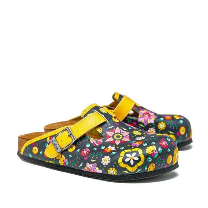 GOBY Clogs met Flowers – Handgemaakt – Premium Kwaliteit – Maat 41